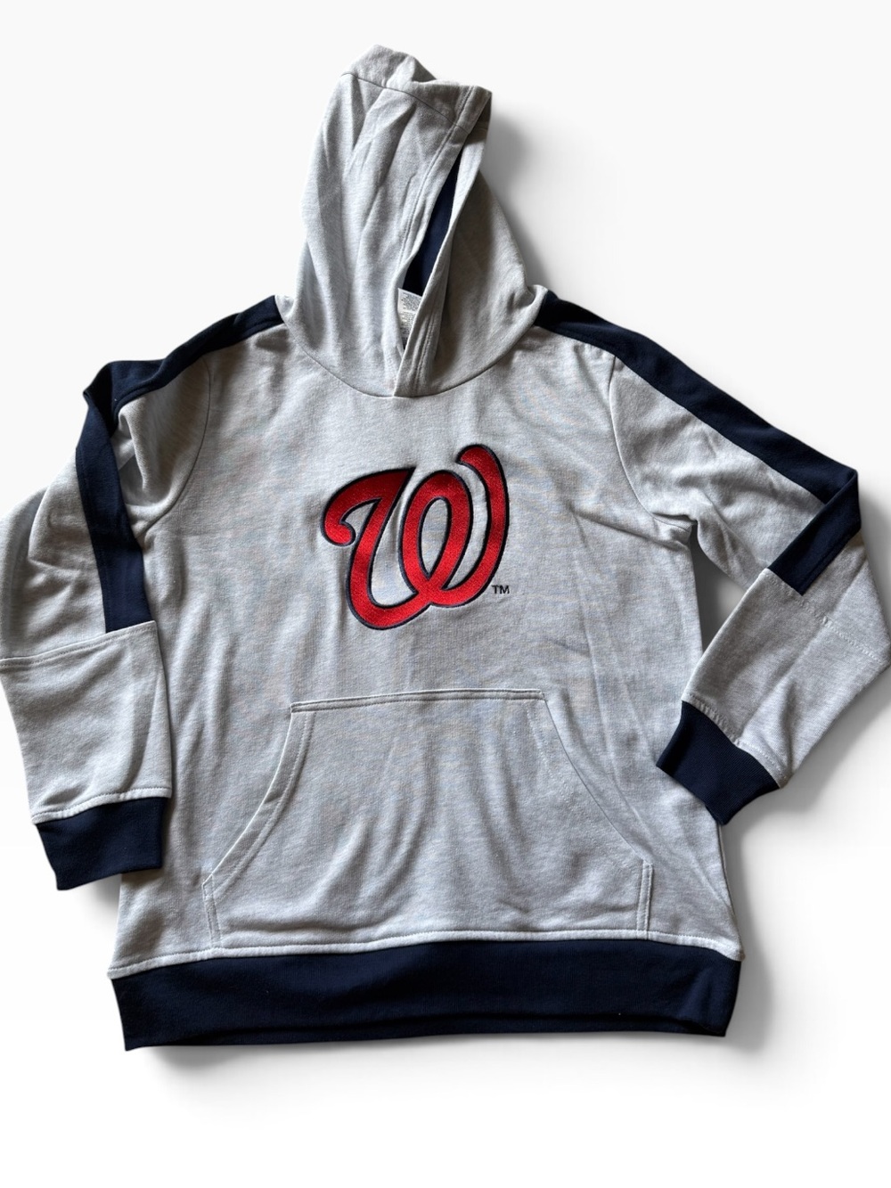 Washington Nationals Youth Gray Crewneck Hoodie with Red Logo